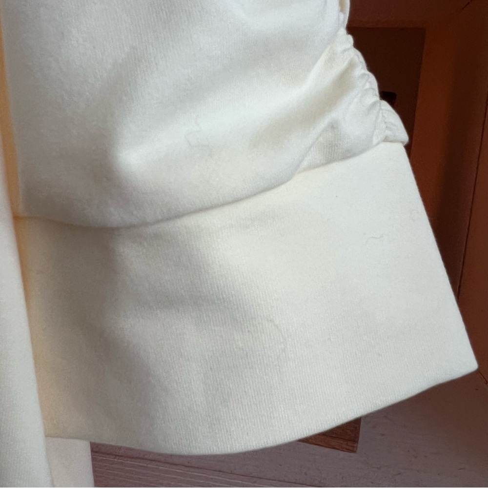 WALTER BAKER cotton puff sleeve top cream butter yellow ruched knit tee - Picture 6 of 6